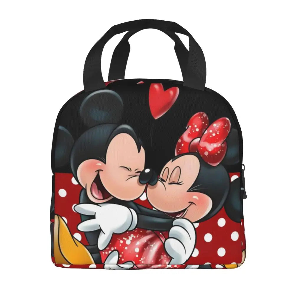 Custom Mickey Pink Minnie Mouse Lunch Bag Women Creative Design Cooler Warm Insulated Lunch Box for Kids School