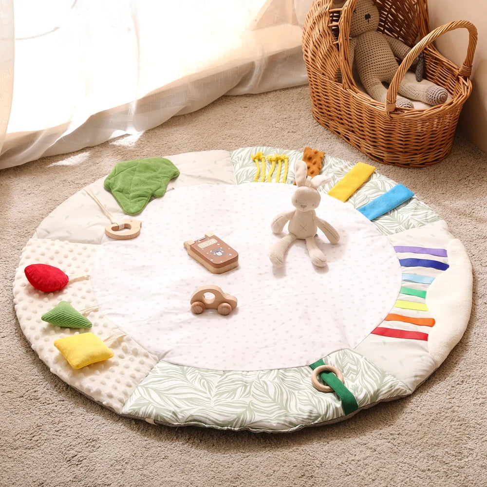 Wooden Baby Play Gym Music Activity Mat 0-12 Baby Months Exercises For The Limbs Sensory Development Toys Mobile Suspended Bell
