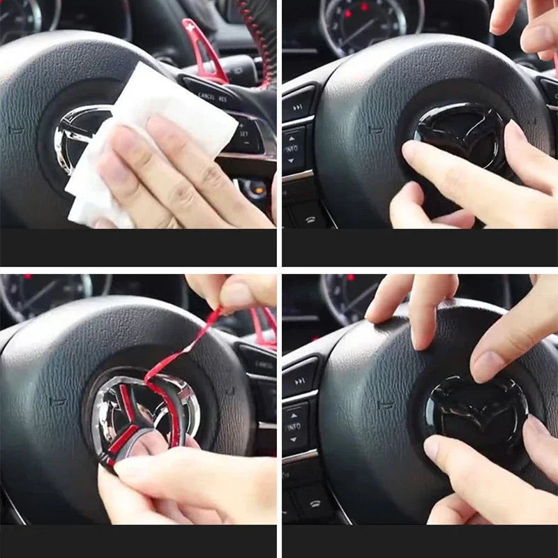 1pc ABS Car Steering Wheel Center Emblem Sticker Auto Interior For Mazda Speed MS 3 5 6 Axela Atenza CX-3 CX4 CX5 CX8 CX7 MP RX