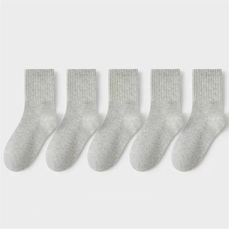 5Pairs/Set 3-13Years Baby Girls Boys Casual Sports Socks Soild Soft Cotton Four Season School Socks Black White Gray Kids Socks