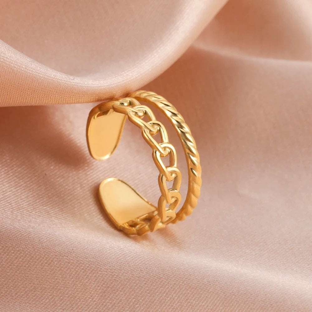 Skyrim Stainless Steel Women Rings Geometric Heart Aesthetic Adjustable Open Finger Ring Fashion Party Jewelry Gifts Wholesale