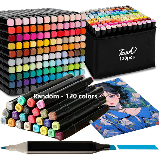 Alcohol Markers Set 80 Colors Alcohol Based Dual Tip Broad and Brush Tip for Adult Coloring Books Drawing Sketching
