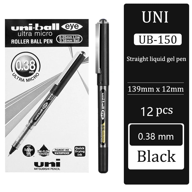 Japan uni-ball Gel Ink Pen, 0.38/0.5mm UB-150 Eye Micro Rollerball Pens, Large Capacity Water-based Signature Writing Stationery