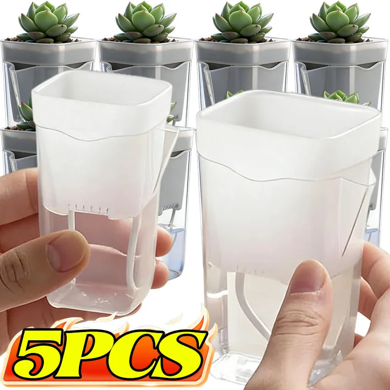 Automatic Watering Flower Pot Plastic Translucent Planter Drainage Holes for Succulent Cuttings Household Decor Gardening Tool
