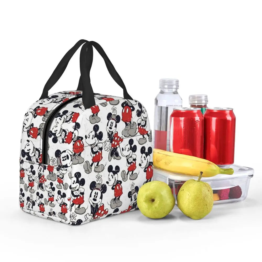 Custom Mickey Pink Minnie Mouse Lunch Bag Women Creative Design Cooler Warm Insulated Lunch Box for Kids School