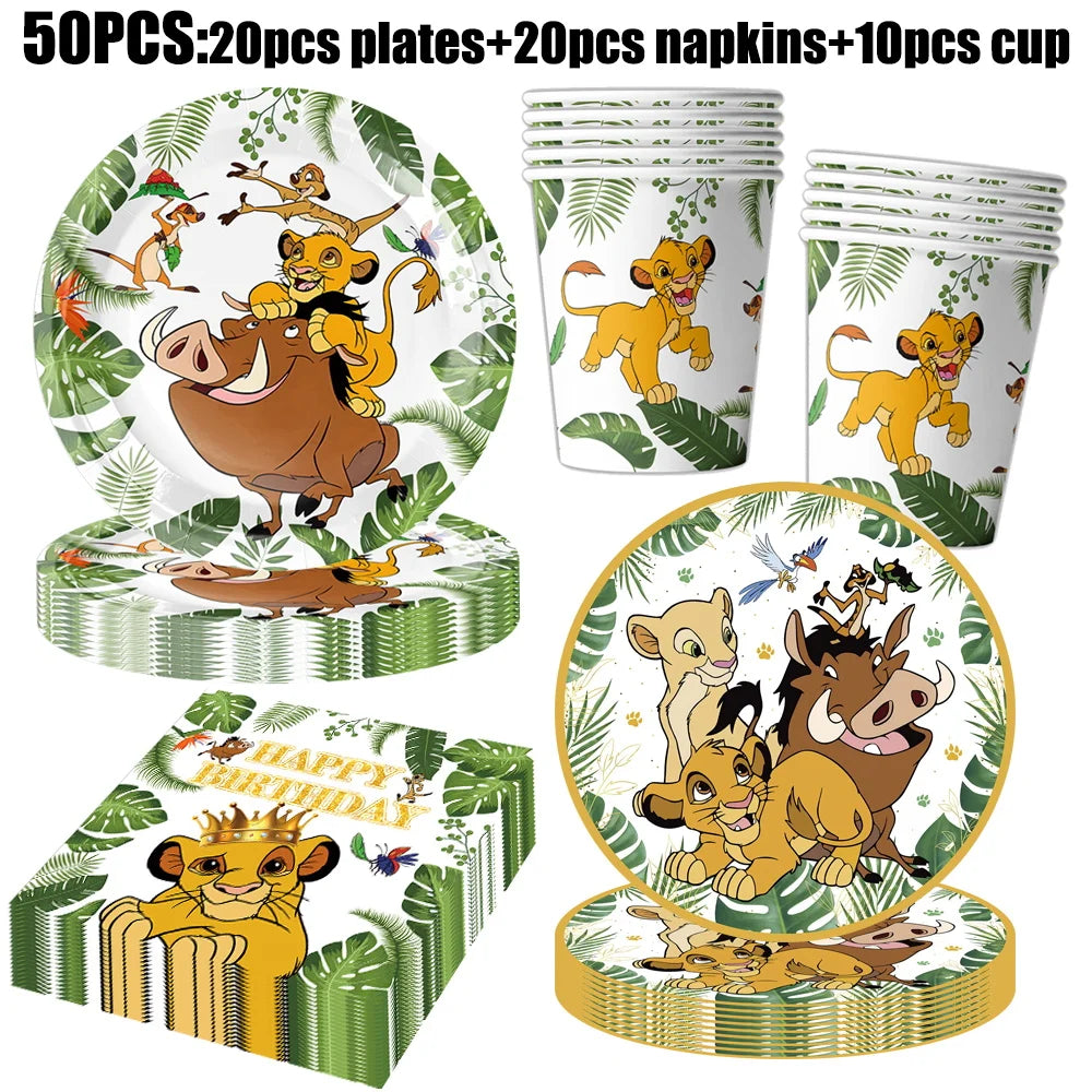 Disney The Lion King Birthday Party Decoration New Plates Cups Napinks Tablecloth King Lion Birthday Balloon Party Favor Balloon