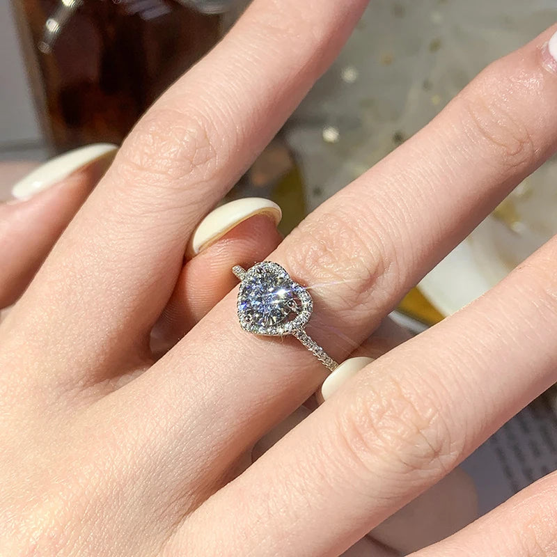 Moissanite And Zircon Ring D VVS1 Adjustable Size S925 Sliver Wedding Rings for Women Jewelry Party Fashion Top Quality Ring