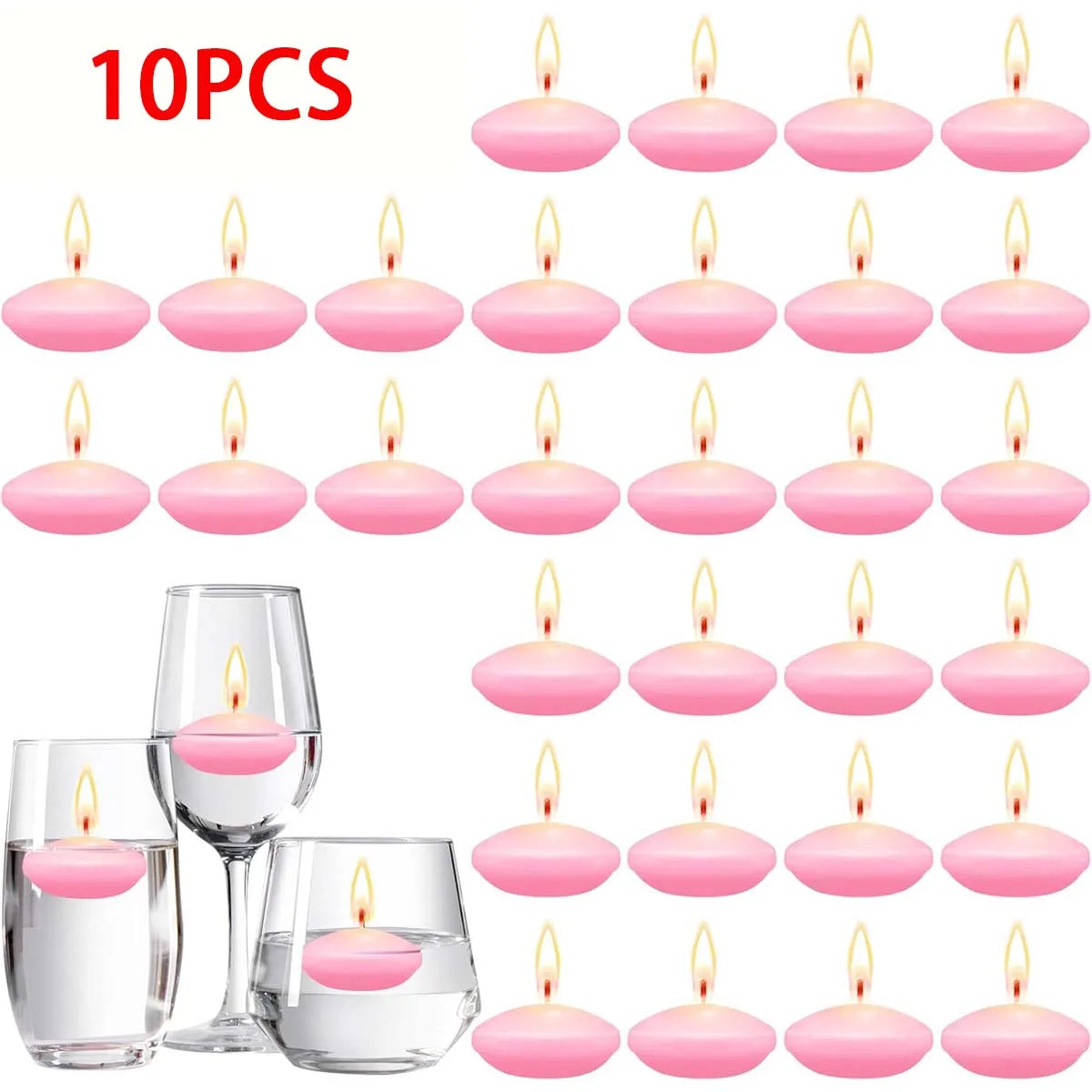 20pcs Ivory Floating Candles, Unscented Dripless, For Weddings, Christmas, Birthday Party, Cylinder Vases, And Home Decorations