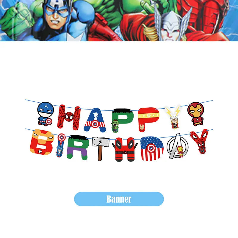 Happy Marvel Theme Avengers Birthday Decoration Set Cups Plates Tablecloth Masks Superhero Balloons Party Supplies Favors Gifts