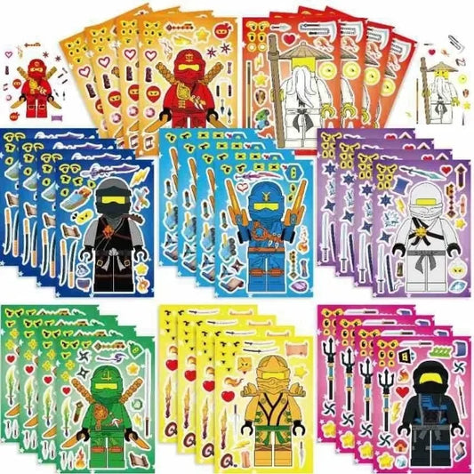 16pcs / Set Ninja Make Your Own Face DIY Puzzle Sticker Party Favors Kids Toy Birthday Gifts