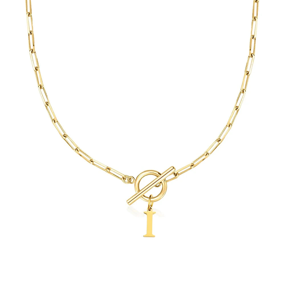 Women's stainless steel Initial necklace A-Z Letter charms pendant Choker Women collar Chain Ot Deduction Necklace For Women2025