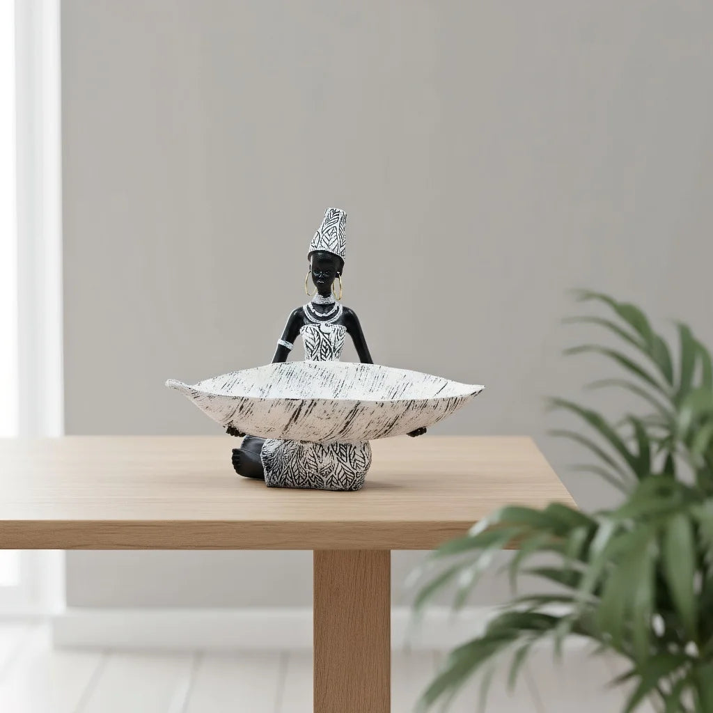 African Woman Resin Tray
