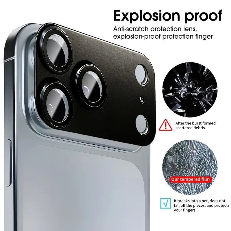 NEW 2PCS For iPhone 17 Pro Max Lens Protector Metal Aluminum Alloy Tempered Glass Camera Cover Shatterproof Hardness Protectors