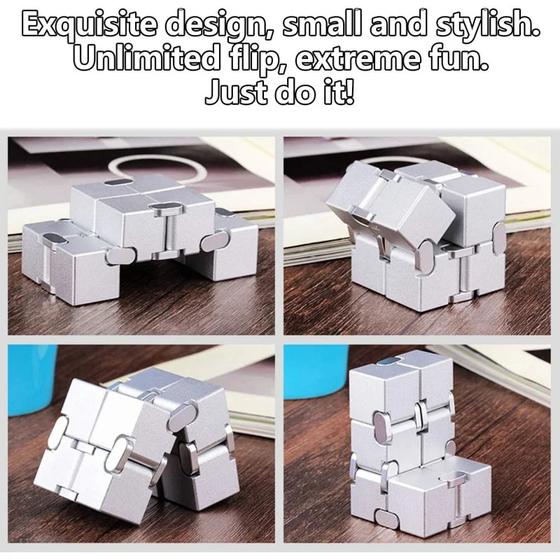 Metal Infinity Fidget Cube for Stress and Anxiety Relief/ADHD, Fidget Finger Toys Durable Sensory Gift for Adults Teens