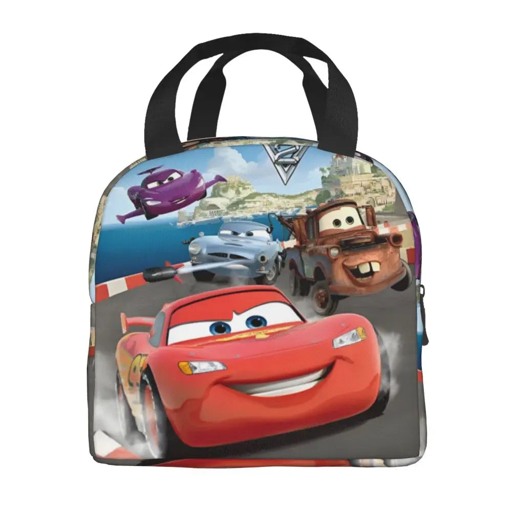 Custom Car 95 Lightning Mcqueen Insulated Lunch Bag for Women Resuable Racing Car Thermal Cooler Bento Box Office Picnic Travel