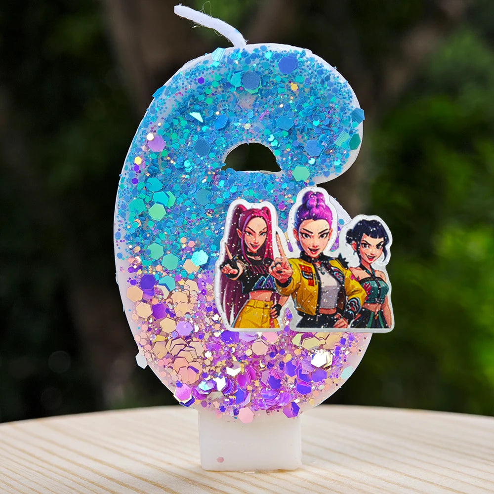 Kpop Demon Hunters Candle Number 0-9 Soccer Candle Cake Decoration Birthday Party for Kids Baby Shower Decor Gift