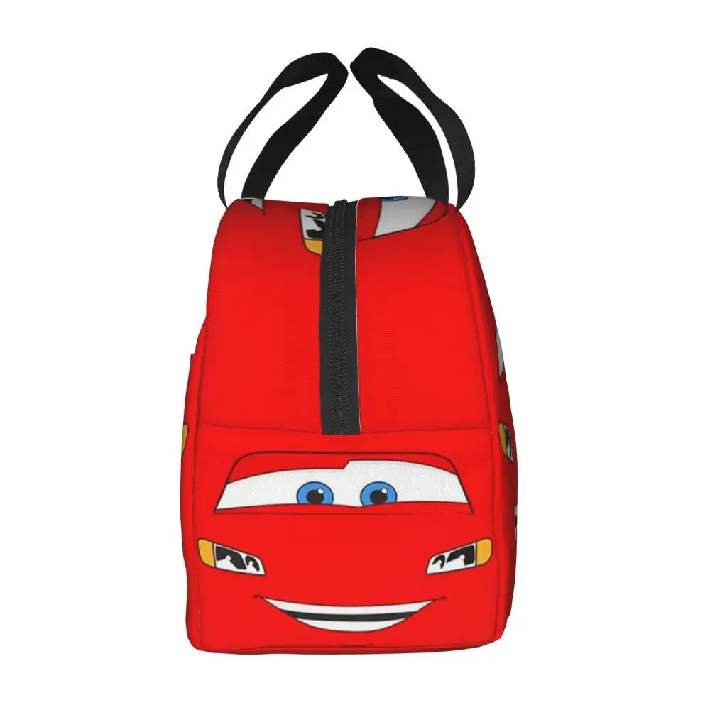 Custom Car 95 Lightning Mcqueen Insulated Lunch Bag for Women Resuable Racing Car Thermal Cooler Bento Box Office Picnic Travel