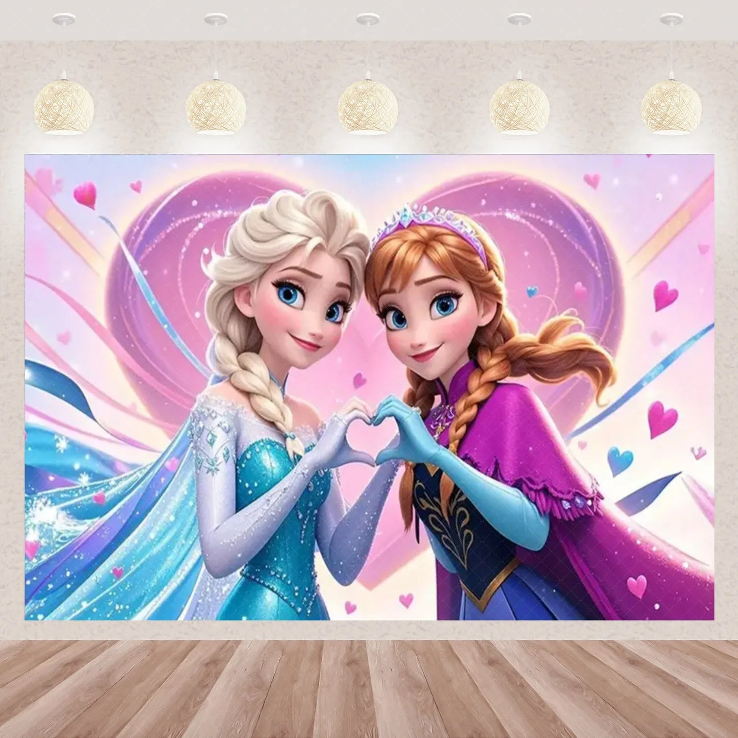 Frozen Elsa Anna Princess Theme Backdrop Frozen Birthday Party Decoration Baby Shower Supplies Background Photo Prop Girl Gift