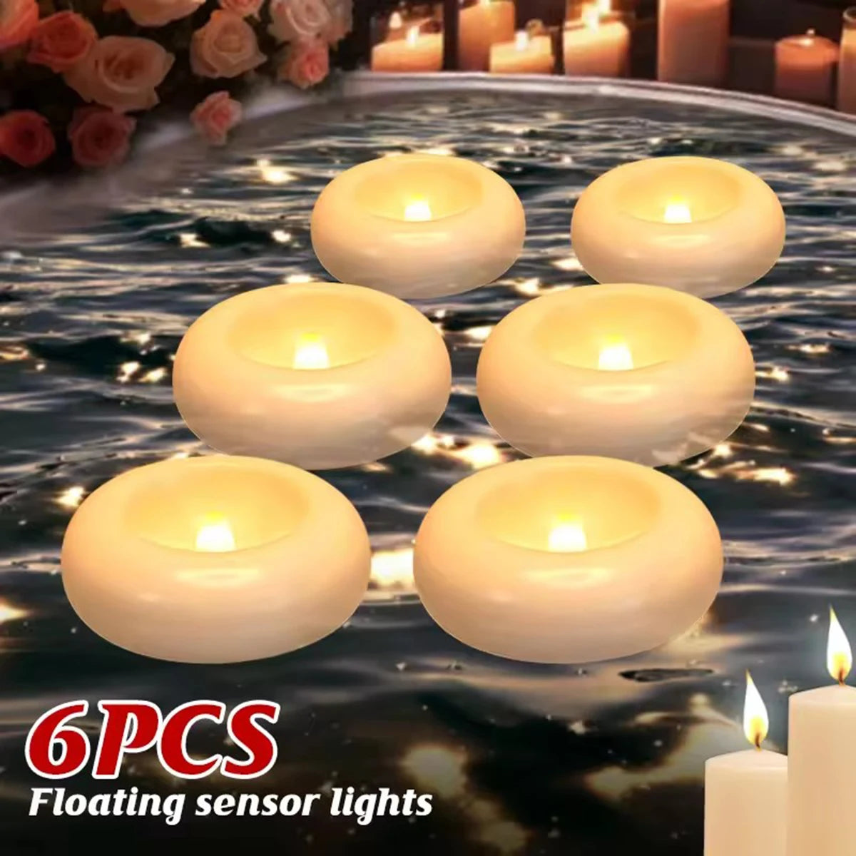 Waterproof Swimming Pool Candle Smokeless Floating Tealights Candle Realistic Flickering party candles For Party Wedding Praying