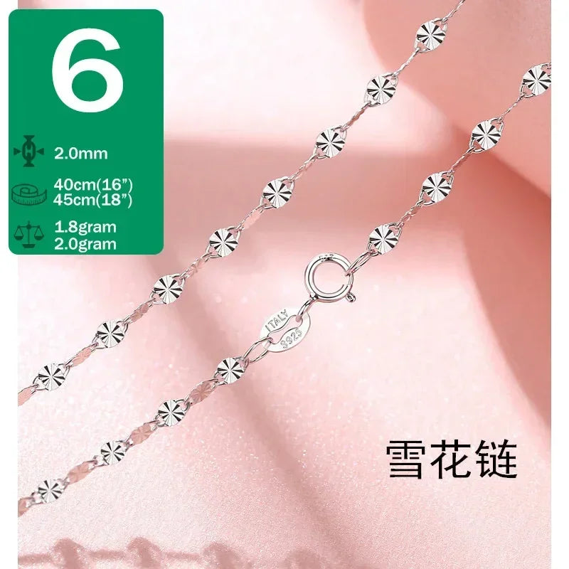TrustDavis Real 925 Sterling Silver Necklace Water-wave Snake Beads Box Chain 40/45cm Necklace For Woman Necklace Jewelry DC25