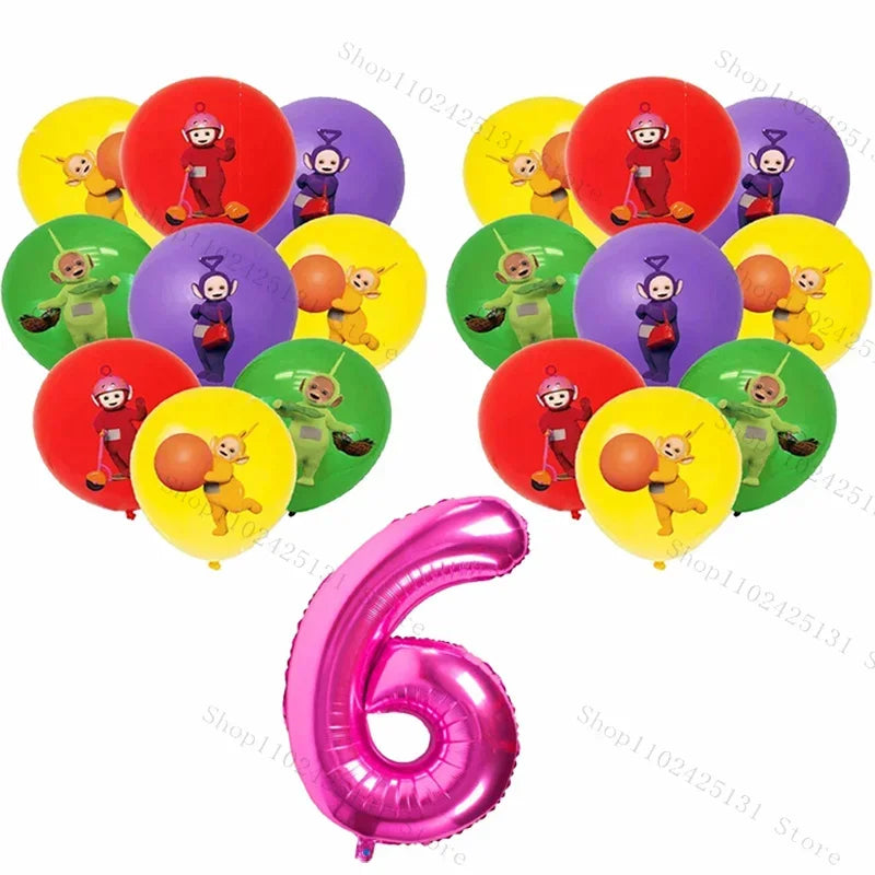Teletubbies Birthday Party Decoration Tableware Set Paper Plates Balloons Banner Tablecloth For Kids Baby Shower Party Supplies