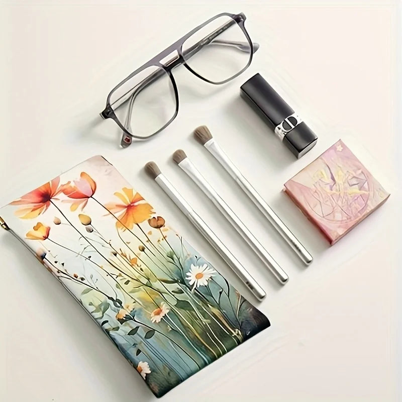 Elegant Glasses Organizer Box, Large Capacity Hard Shell Eyewear Case with Flower Print, Travel-Friendly Accessory