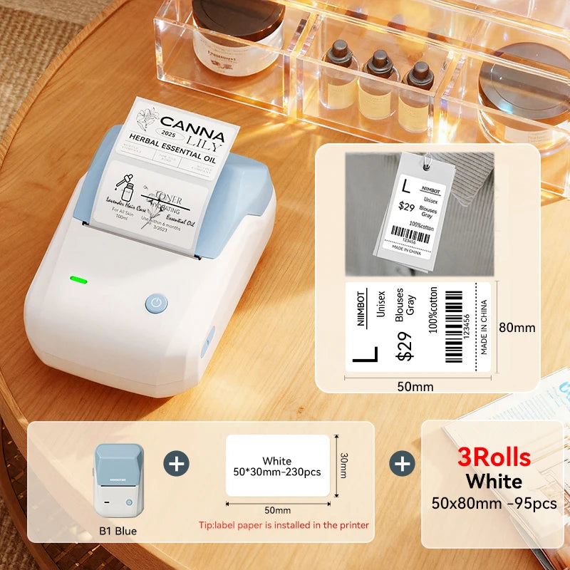NIIMBOT B1 Portable Thermal Printer With Tapes 2 Inch Adhesive Label Printer Mini Bluetooth Sticker Maker Support Smartphones PC