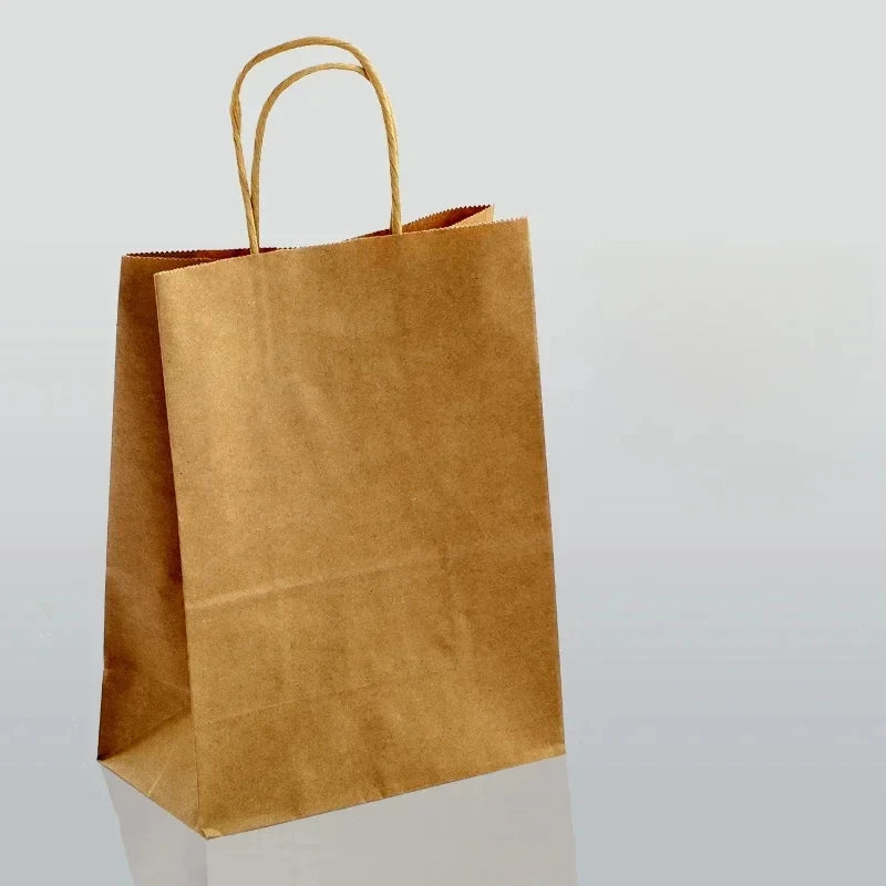 Wholesale Blank Kraft Paper Gift bags Custom Printed Recyclable Kraft Paper Shopping Bag Cosmetic Wedding Candy Grocery Bag