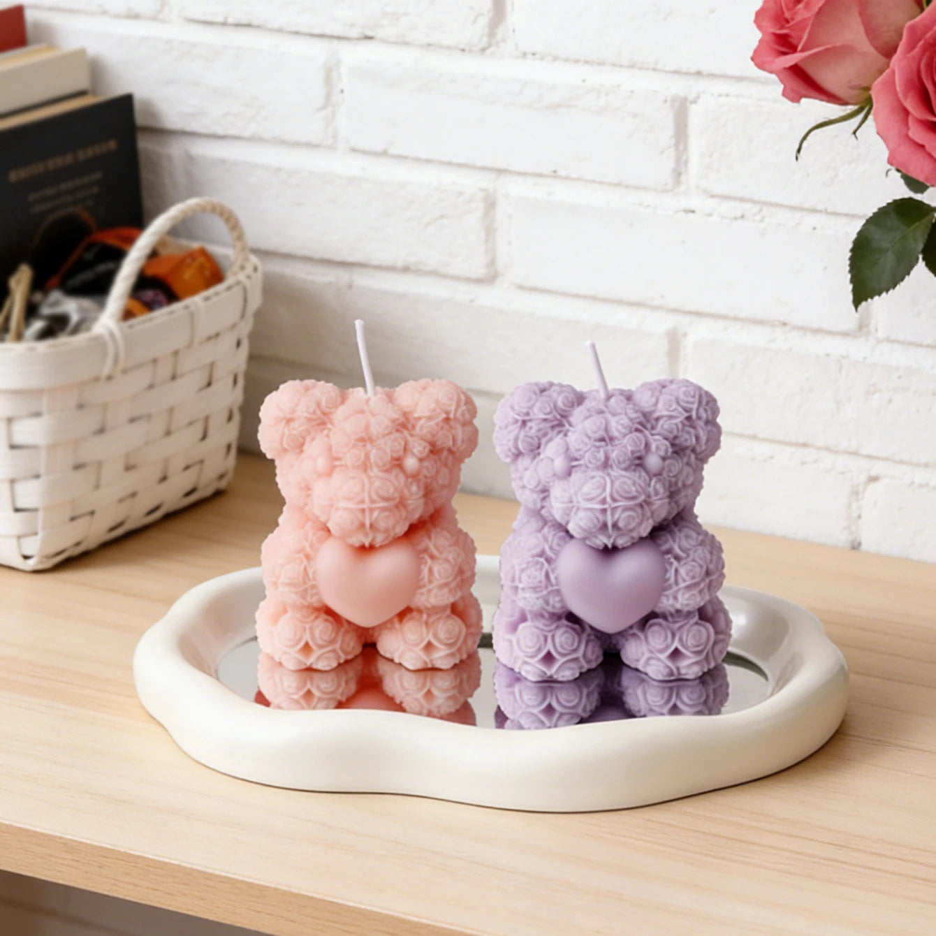 Rose Bear Scented Candles - Cute Decorations & Handmade Gifts for Women / Friends, Ideal for Wedding Souvenirs,  Valentine's Day
