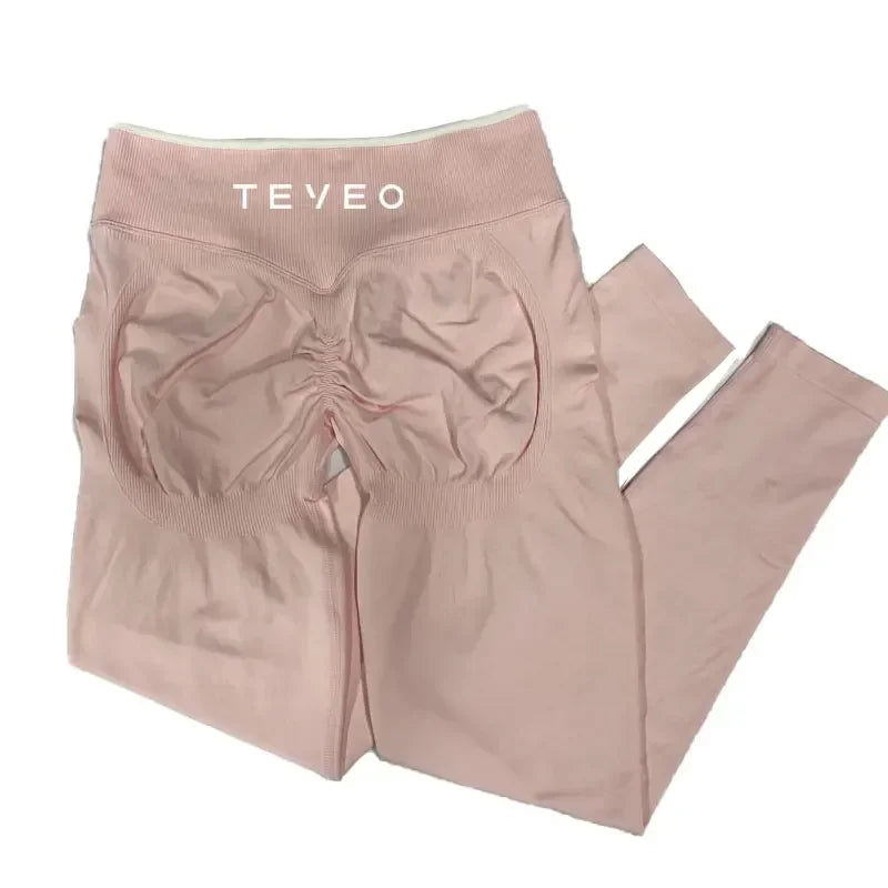 TEVEO Women's Sports Yoga Shorts Fitness Cycling Elastic Sports Pants Ignite Sculpt Scrunch Short Yoga Bra Set leggings