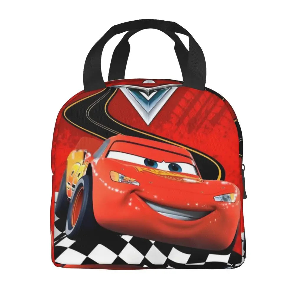 Custom Car 95 Lightning Mcqueen Insulated Lunch Bag for Women Resuable Racing Car Thermal Cooler Bento Box Office Picnic Travel