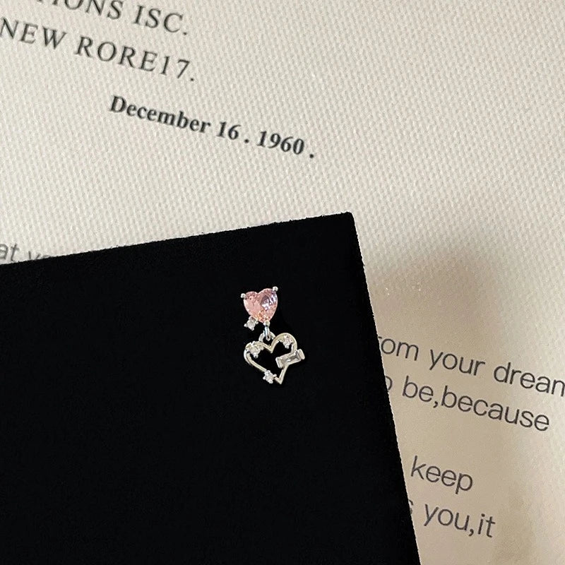 1 PCS Korean Style Cute Pink Zircon Crystal Ear Bone Nail 316L Stainless Steel Kpop Earrings for Women Cartilage Jewelry Gift