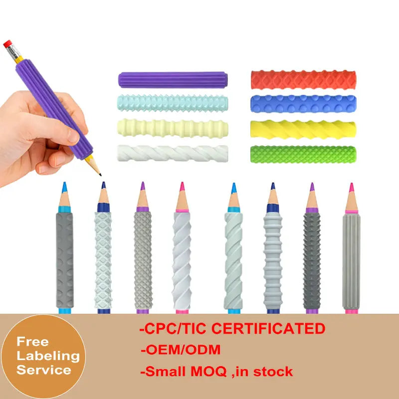 Silicone Textured Pencil Grips Sensory Fidget Toy For ADHD Autism Stress Relief Finger Skills Training Kids Adults Class Office