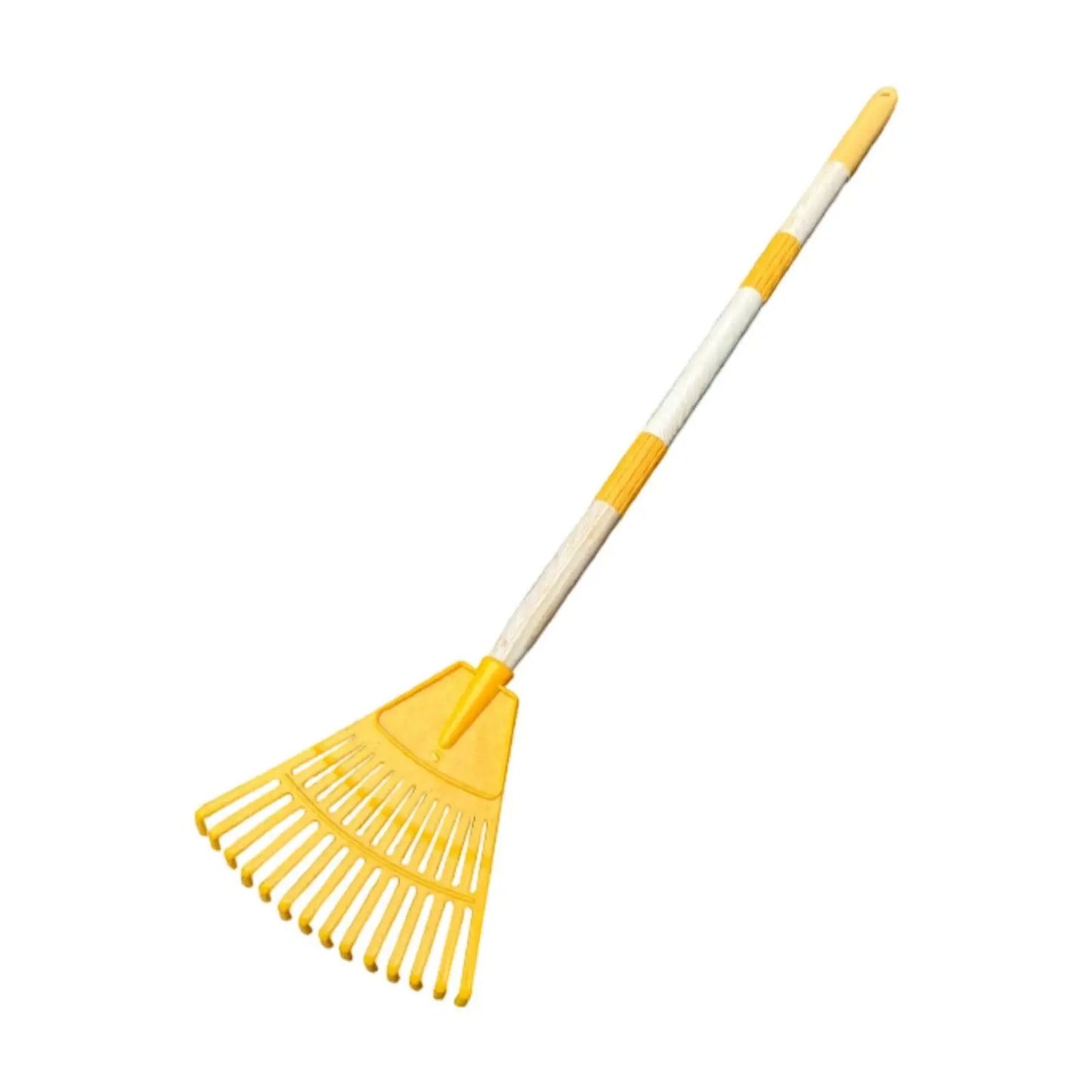 Small Leaf Rake with Long Handle 14 Spikes 3 Sections Quick Clean up Steel Farming Home Gardening Tool for Flower Beds Shrub