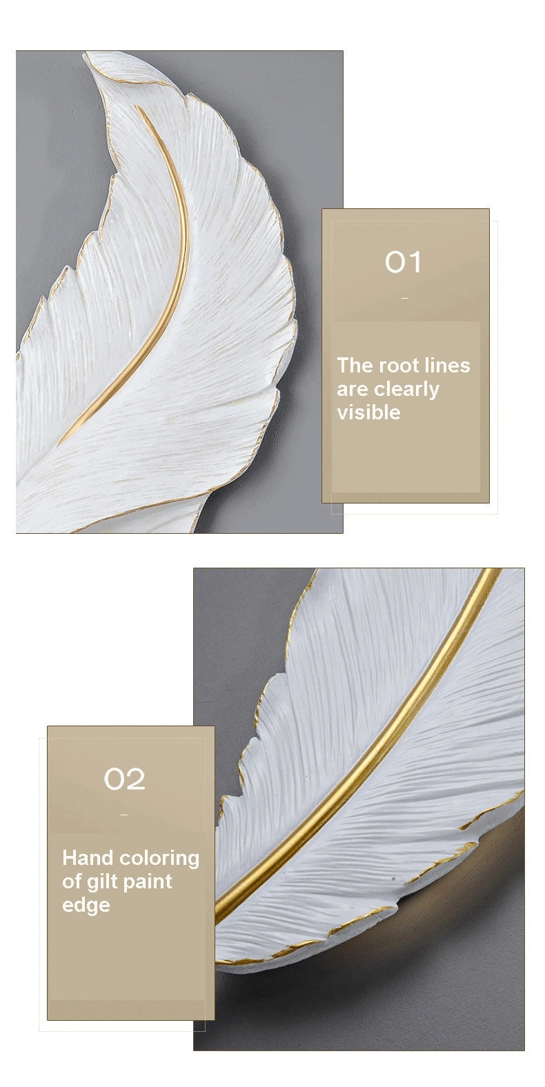 Nordic feather wall lamp, living room, bedroom, headboard, foyer, creative feather lamp, resin aisle, minimalist background ligh