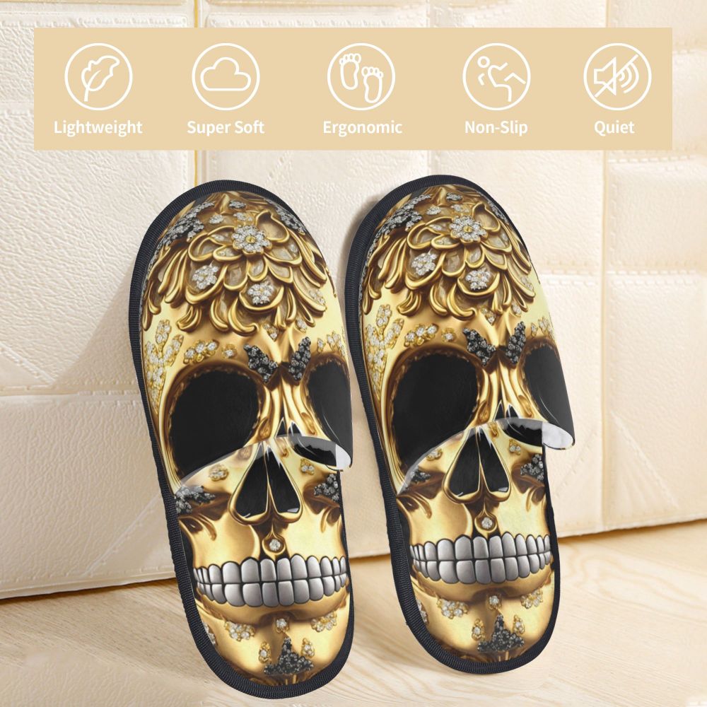 Custom Vintage Baroque Prints Greek Ornament Golden Meander Meandros Soft Scuff Memory Foam Slippers Women Hotel House Shoes