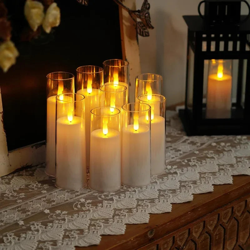 6-90PCS Acrylic Cup Led Candles Wedding Flickering Flameless Candles Battery Operated Artificial Candle Concert Activities Decor