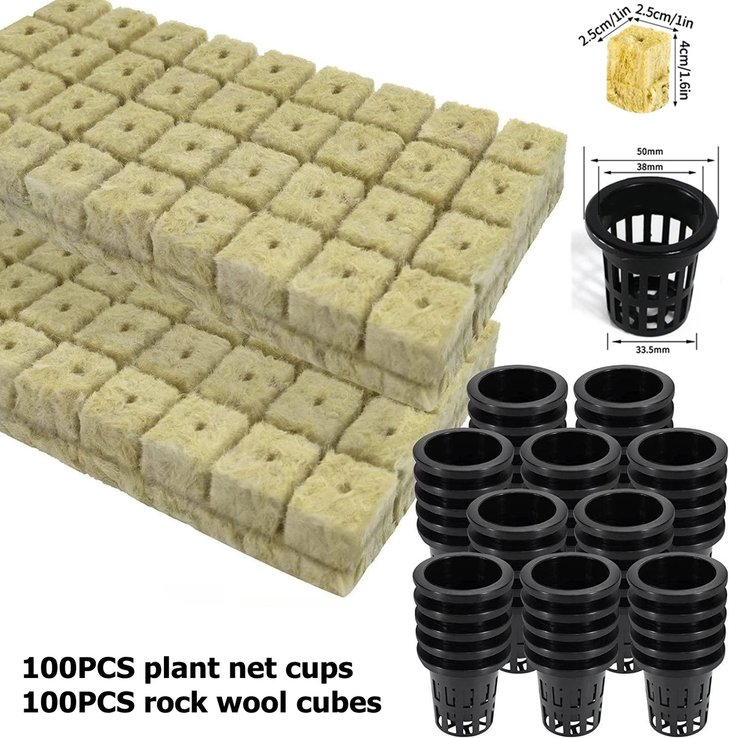 50/100/250Pcs Hydroponic Rockwool Growing Medium, Professional Soilless Cultivation Cubes for Seed Starting & Plant Propagation