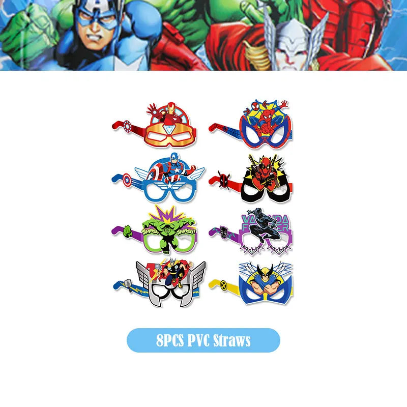 Happy Marvel Theme Avengers Birthday Decoration Set Cups Plates Tablecloth Masks Superhero Balloons Party Supplies Favors Gifts