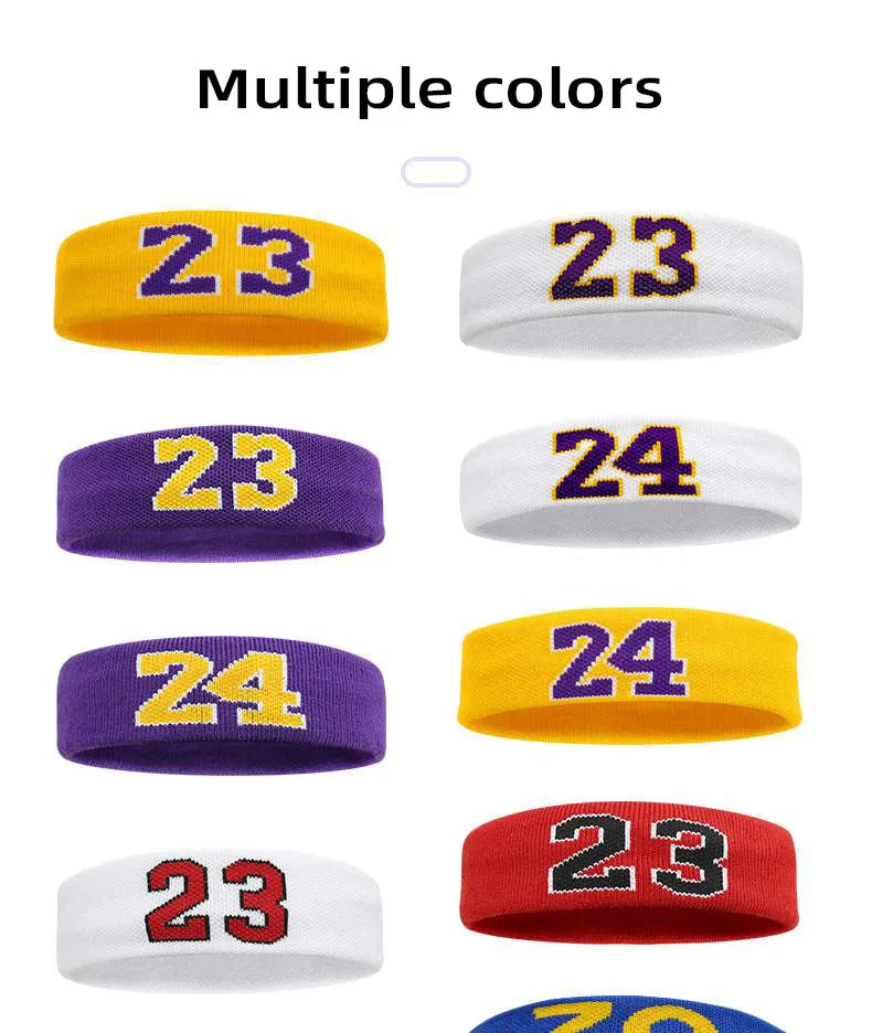 Cotton Athletic Headband Number 24 Elastic Sweatband Protection Basketball Tennis Sport Adult Kids Gym Fitness Sweat Hair Band