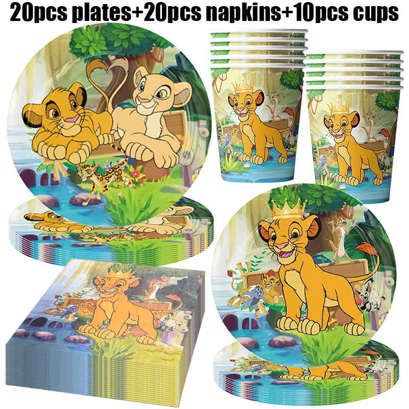 Disney The Lion King Birthday Party Decoration New Plates Cups Napinks Tablecloth King Lion Birthday Balloon Party Favor Balloon