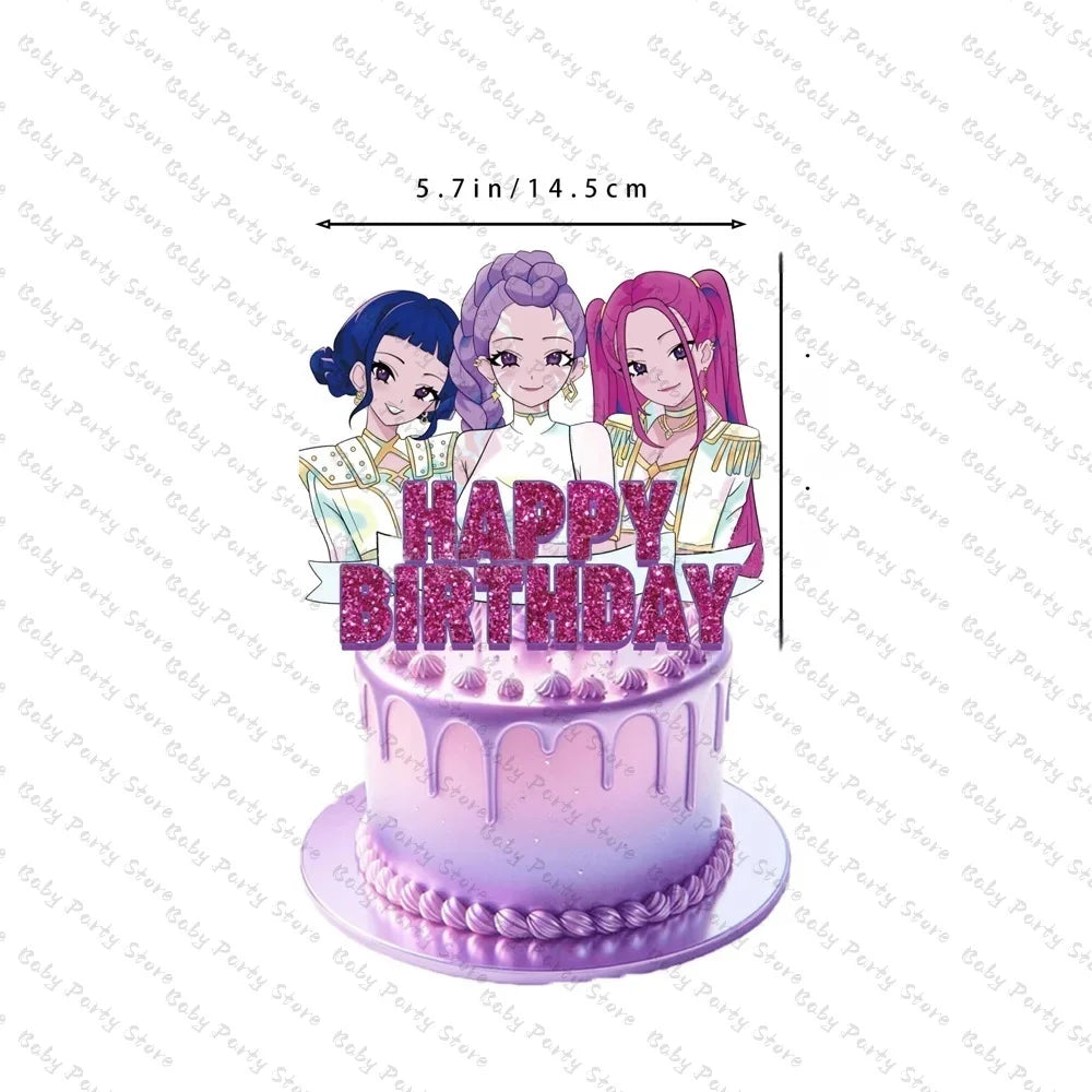 Demon Hunters Paper Cupcakes Topper Decor Birthday Cake Topper Set K-pop Anime Movie Demon Hunters Girls Party Cake Decora