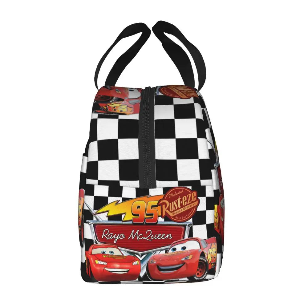 Custom Car 95 Lightning Mcqueen Insulated Lunch Bag for Women Resuable Racing Car Thermal Cooler Bento Box Office Picnic Travel