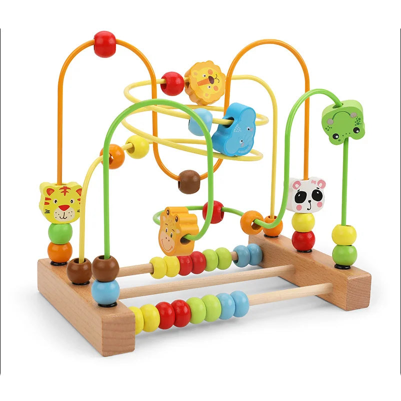 Montessori Baby Toys Wooden Roller Coaster Bead Maze Abacus Math Toys Toddler Early Educational Toys for 1 2 3 Years Kids Gifts