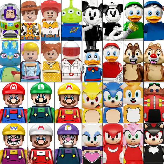 Disney building block anime cartoon characters Chip Dale Woody Donald Duck Mario mini Assembly brick figurines birthday gifts