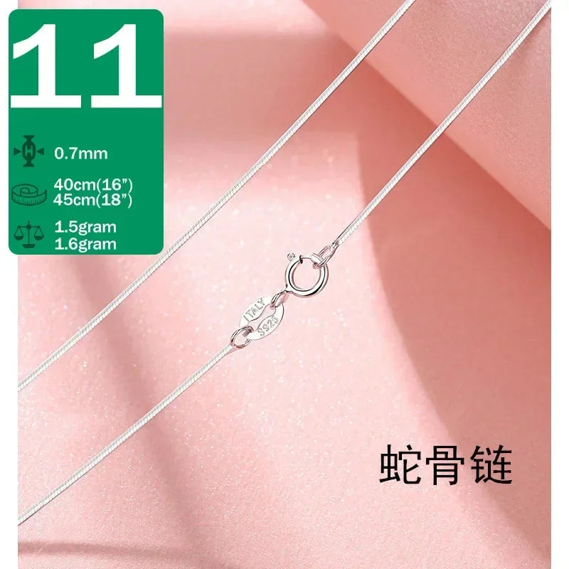 TrustDavis Real 925 Sterling Silver Necklace Water-wave Snake Beads Box Chain 40/45cm Necklace For Woman Necklace Jewelry DC25