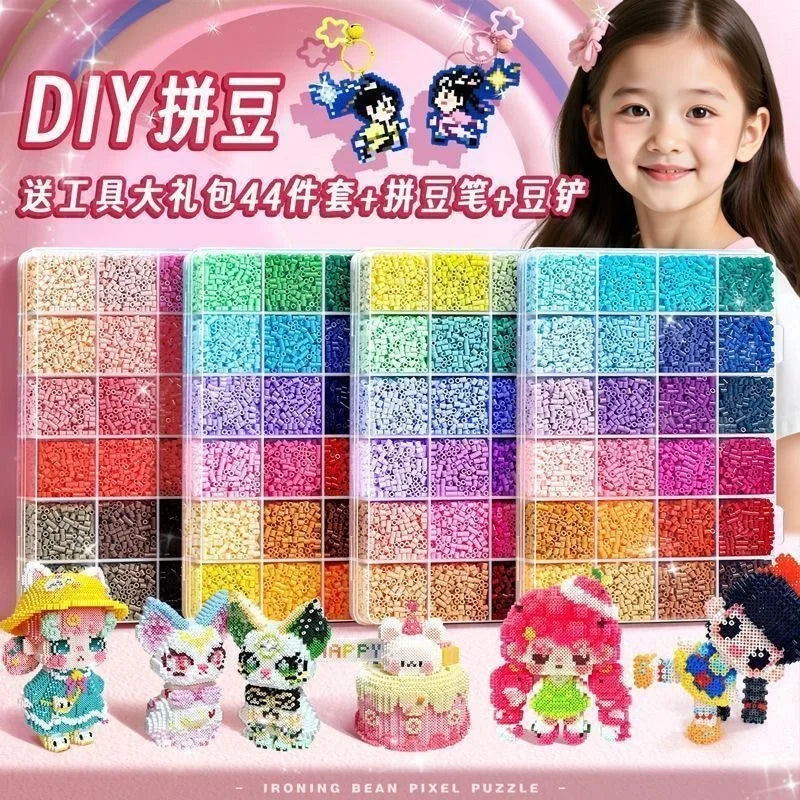 Each grid contains 500pcs Mini Perler Hama Beads Iron Beads for Kids Diy Puzzles High Quality Handmade Gift Toy
