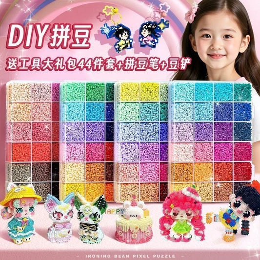 Each grid contains 500pcs Mini Perler Hama Beads Iron Beads for Kids Diy Puzzles High Quality Handmade Gift Toy