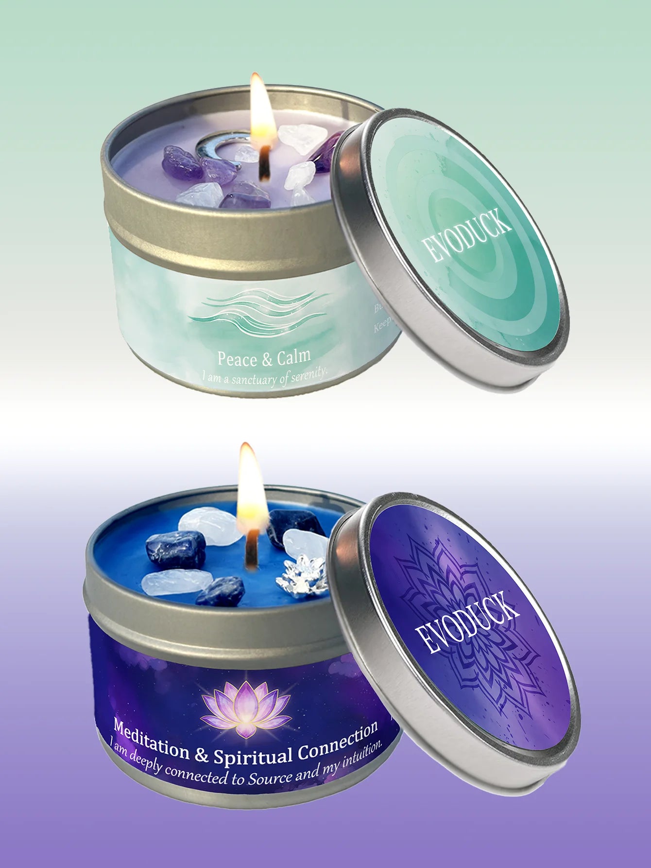 Scented Candles-3oz,Lavender&Chamomile Aroma with Healing Crystals, Great for Holiday Gifting Christmas/Halloween & Home Decor