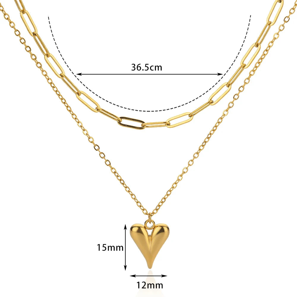 Heart Pendant Necklace for Women Girls 316L Stainless Steel Choker Necklaces Aesthetic Handmade Jewelry Accessories Free Gifts